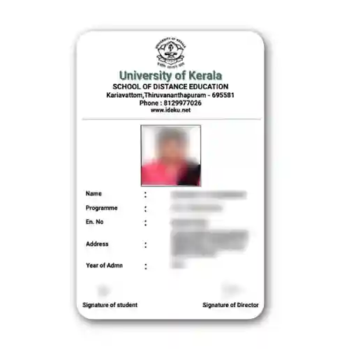 University of Kerala Student Id card pvc card print service