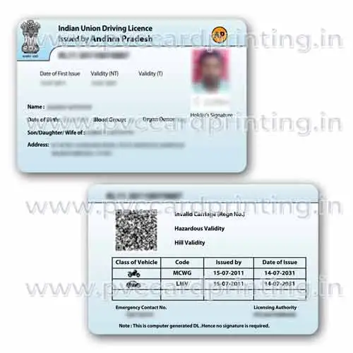 andhra pradesh driving licence pvc card