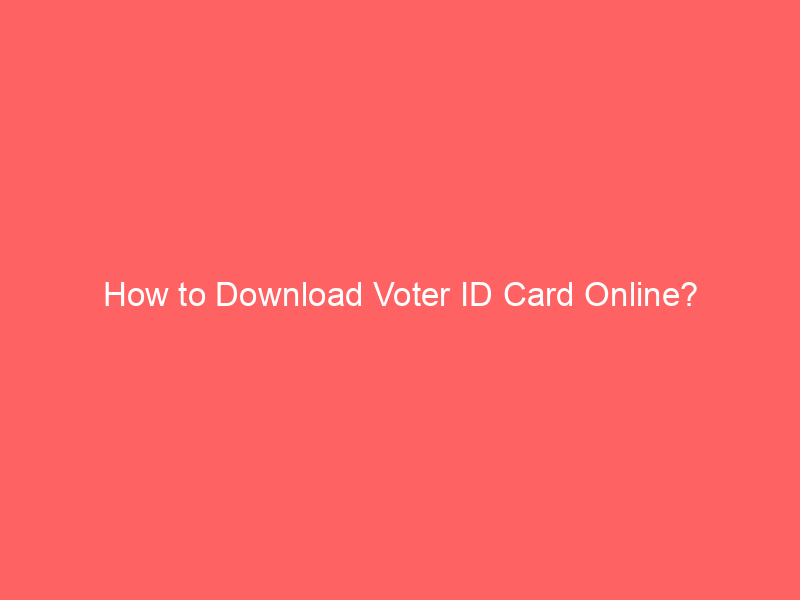How to Download Voter ID Card Online?