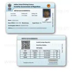 rajasthan driving licence pvc card new format