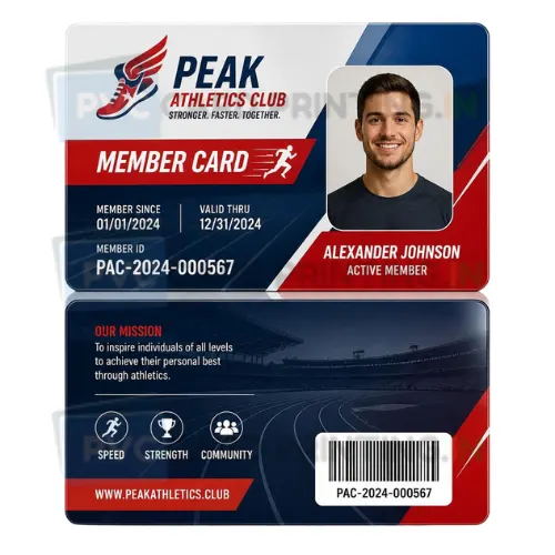 athletics club member card pvc
