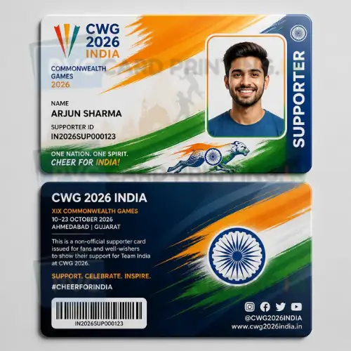 cwg 2026 india supporter card pvc