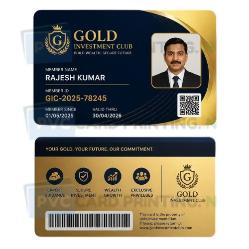 gold investment club member card pvc