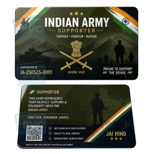 indian army supporter fan card pvc