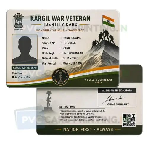 kargil war veteran identity card pvc