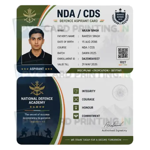 nda cds defence aspirant card pvc