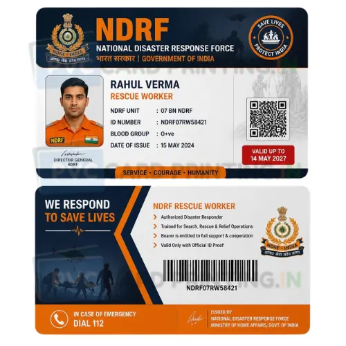 ndrf rescue worker id card pvc