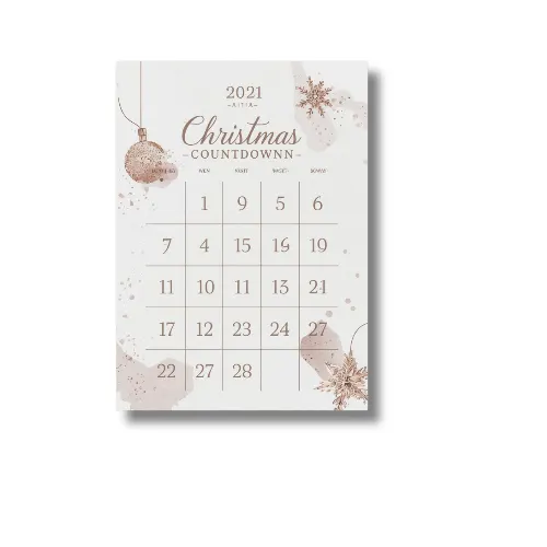 A4 Christmas Countdown Calendar Printed — Single Sheet Christmas Print