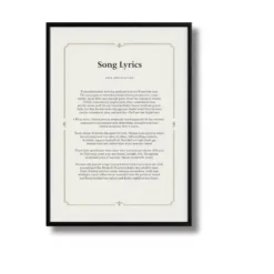 a4 a4 song lyric art print printed — single sheet a4 print