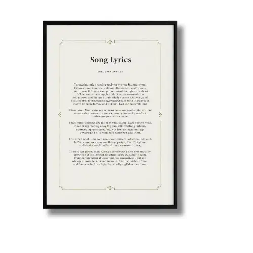 a4 a4 song lyric art print printed — single sheet a4 print
