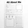 a4 all about me poster sheet printed — single page activity sheet