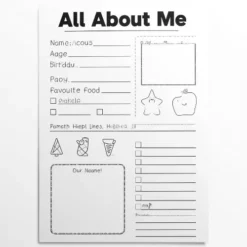 a4 all about me poster sheet printed — single page activity sheet