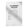 a4 allergen menu notice printed — single sheet allergen print