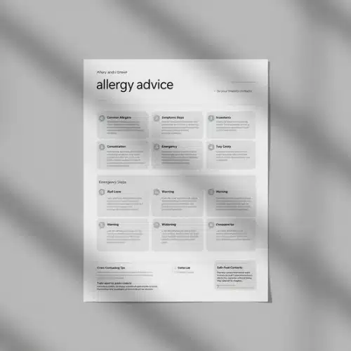 a4 allergy advice sheet printed — single sheet allergy page