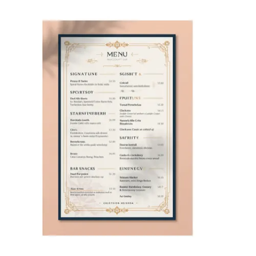a4 bar cocktail menu a4 printed — single sheet bar page