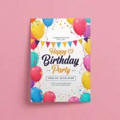 a4 birthday party invitation printed — single sheet birthday print