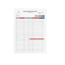 a4 blood pressure log sheet printed — single sheet blood page