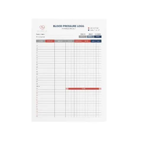 a4 blood pressure log sheet printed — single sheet blood page