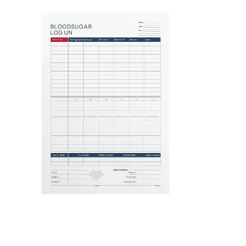 a4 blood sugar log sheet printed — single sheet blood page