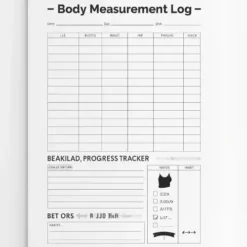 a4 body measurement log printed — single sheet body page