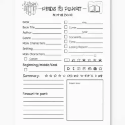 a4 book report template printed — single page activity sheet