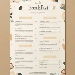 a4 cafe breakfast menu a4 printed — single sheet cafe page