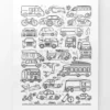a4 cars and vehicles colouring printed — single page activity sheet