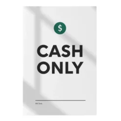 a4 cash only sign a4 printed — single sheet cash print