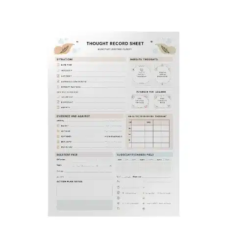 a4 cbt thought record sheet printed — single sheet cbt page