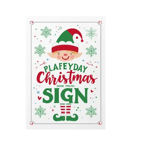 a4 christmas elf door sign printed — single sheet christmas print