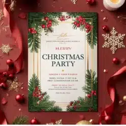 a4 christmas party invite printed — single sheet christmas print