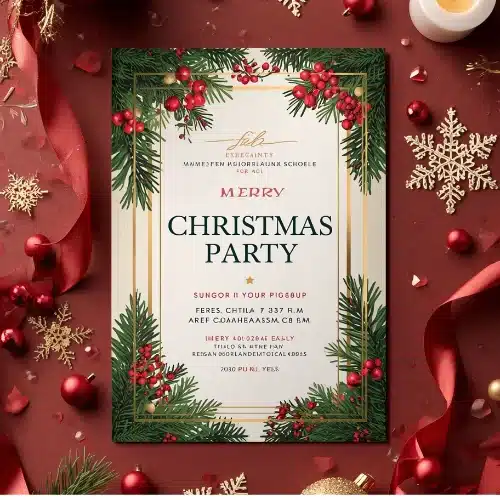 a4 christmas party invite printed — single sheet christmas print