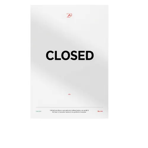a4 closed sign a4 printed — single sheet closed print