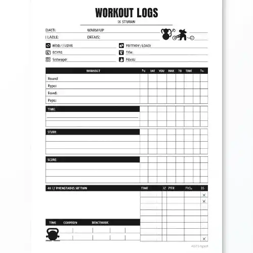a4 crossfit wod log sheet printed — single sheet crossfit page