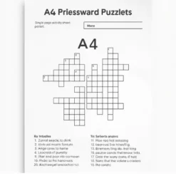 a4 crossword puzzle sheet printed — single page activity sheet