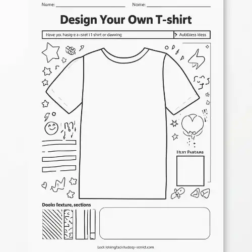 a4 design your own t shirt printed — single page activity sheet