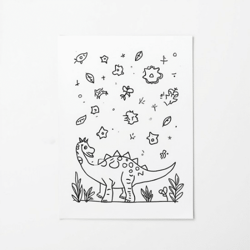 a4 dinosaur colouring page printed — single page activity sheet