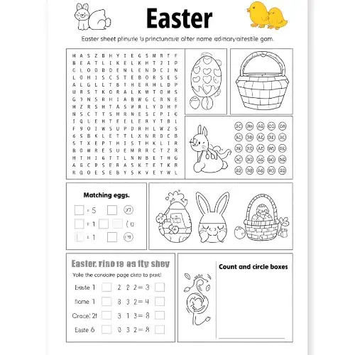 a4 easter activity sheet printed — single page activity sheet
