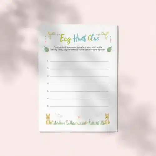 a4 easter egg hunt clue printed — single page activity sheet (1)