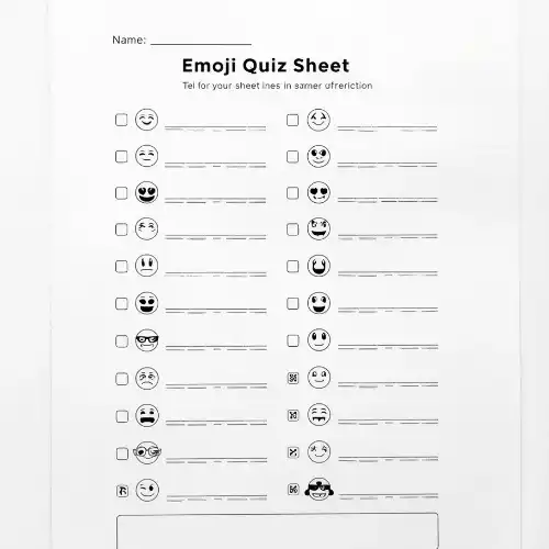 a4 emoji quiz sheet printed — single page activity sheet