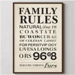 a4 family rules wall art printed — family wall art poster single sheet
