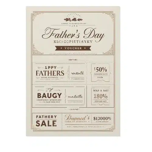 a4 fathers day voucher sheet printed — single sheet fathers print