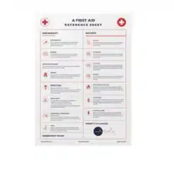 a4 first aid reference sheet printed — single sheet first page