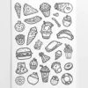 a4 food colouring page printed — single page activity sheet