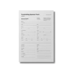 a4 fundraising sponsor form printed — single sheet fundraising print