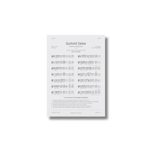 a4 guitar chord sheet a4 printed — single sheet guitar print