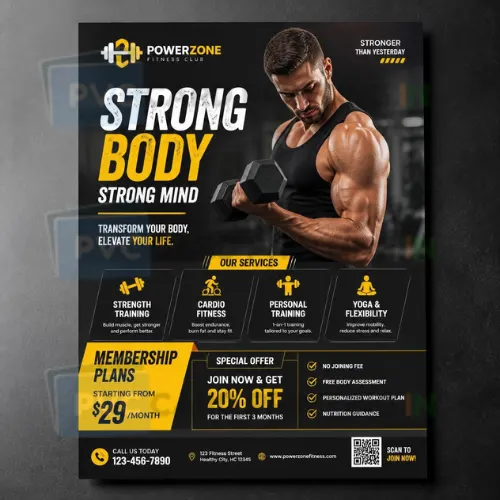 a4 gym fitness promotional flyer printed — personal trainer leaflet sheet