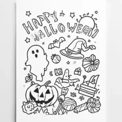 a4 halloween colouring page printed — single page activity sheet