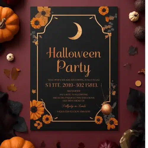 a4 halloween party invite printed — single sheet halloween print