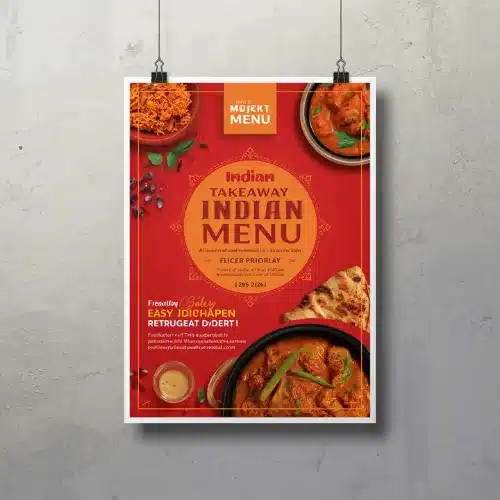 a4 indian takeaway menu flyer printed — single sheet business flyer leaflet